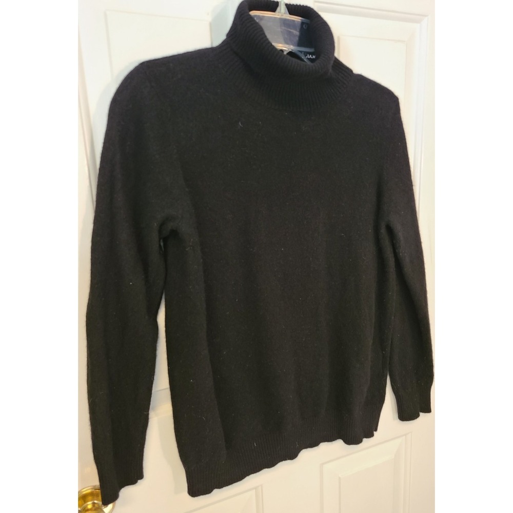LINY‎ XIN Turtleneck 100% Pure Merino Wool Long Sleeve Black Sweater XL